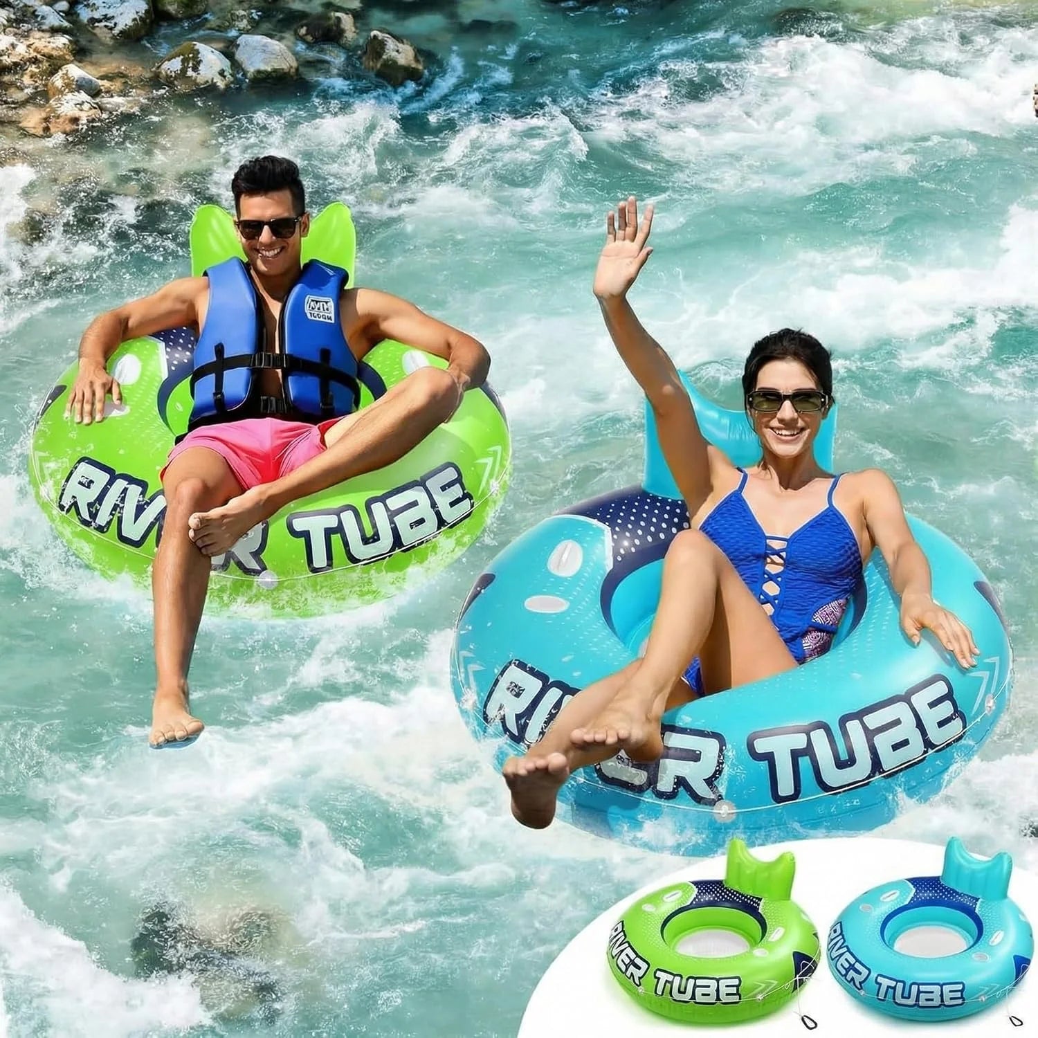 Special Glimin 2 Pcs Green Blue 53 Heavy Duty River Tube Float Inflatable Pool Floating Tube for Adult Large River Raft Water - Image 4