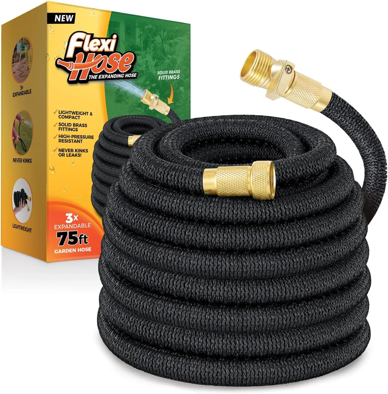 Special Flexi Hose Lightweight Expandable Garden Hose, 100FT -Retractable Garden Hose, 3/4 Inch Solid Brass Fittings and Double - Image 3