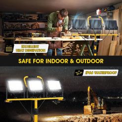 Alternative view of Special 21000Lumen LED Work Lights with Stand, 3 Head Portable Work Light with 16FT Cord, IP66 Waterproof Tripod
