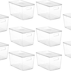 Alternative view of Special Clear Stackable Storage Bins with Lids and Handles, Large, BPA-free Plastic, Organize Vertically