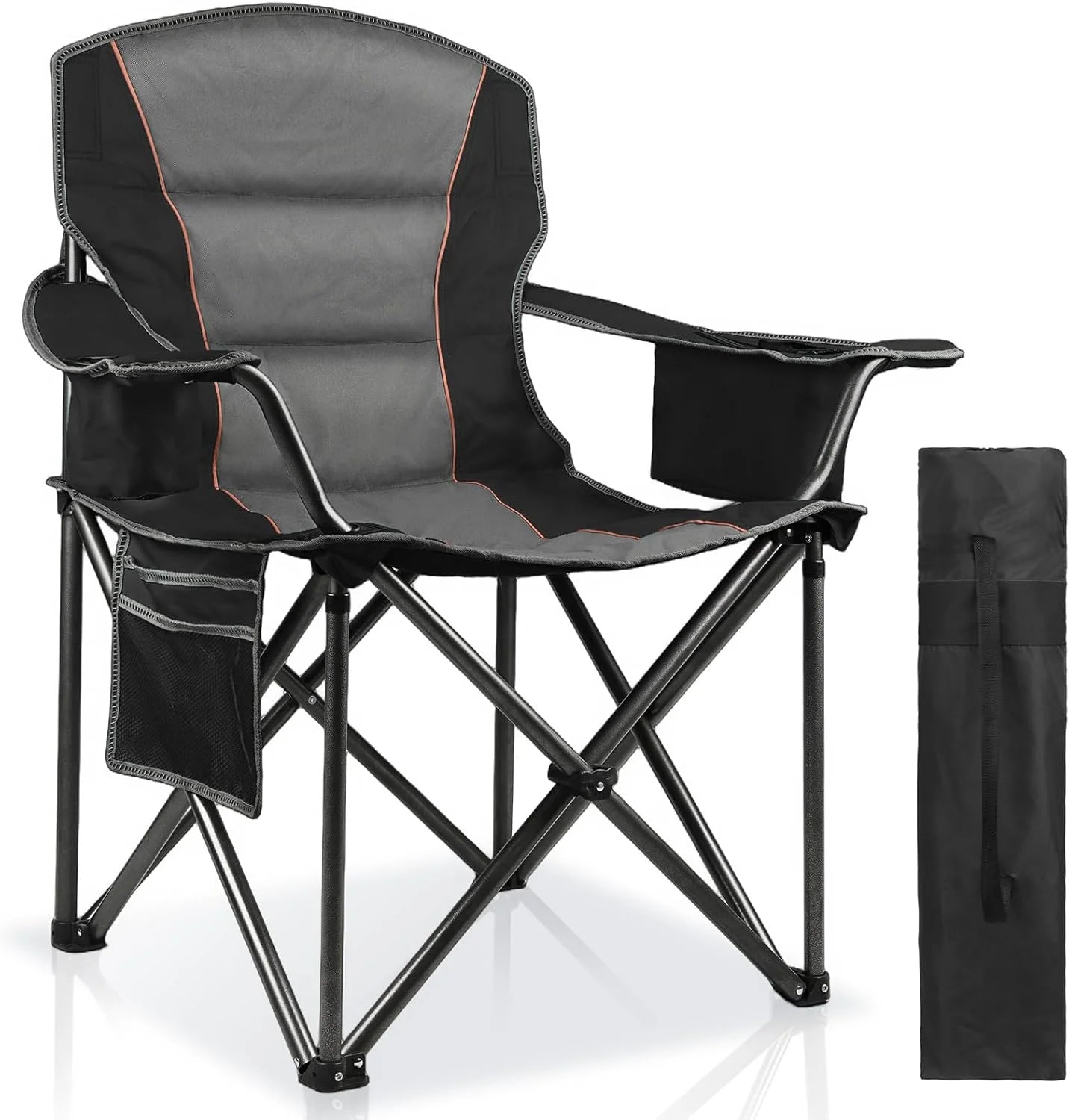 Special 2 Pack Padded Oversized Camping Chairs for Adults, Heavy Duty Support 400 Lbs, Folding Portable Lawn Chair - Image 10