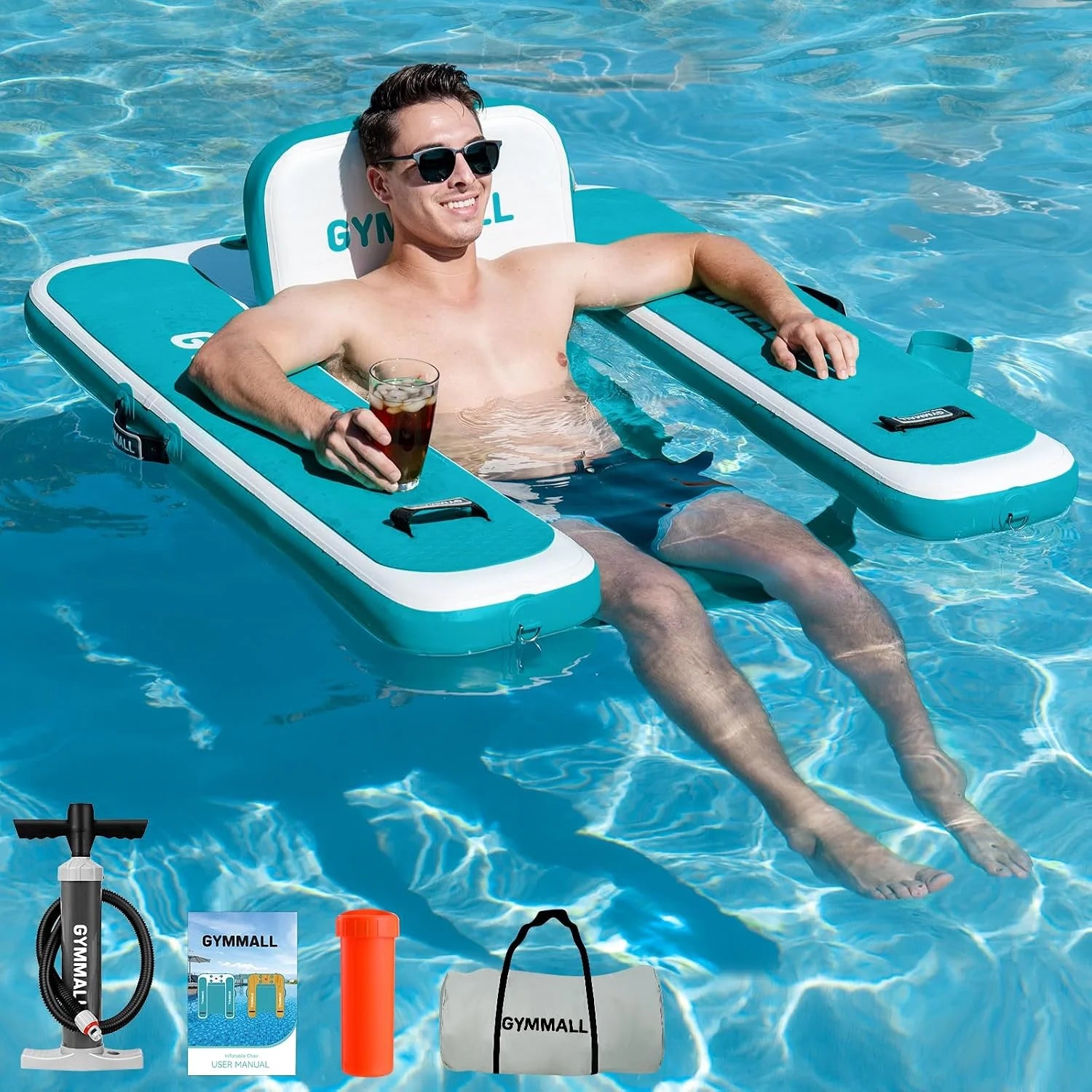 Special Inflatable Pool Lounger Float, Tanning Pool Chair Float for Adults, 53 L*43 W/ 47 Lx39 W Sunchill Floating Chair Dock - Image 3