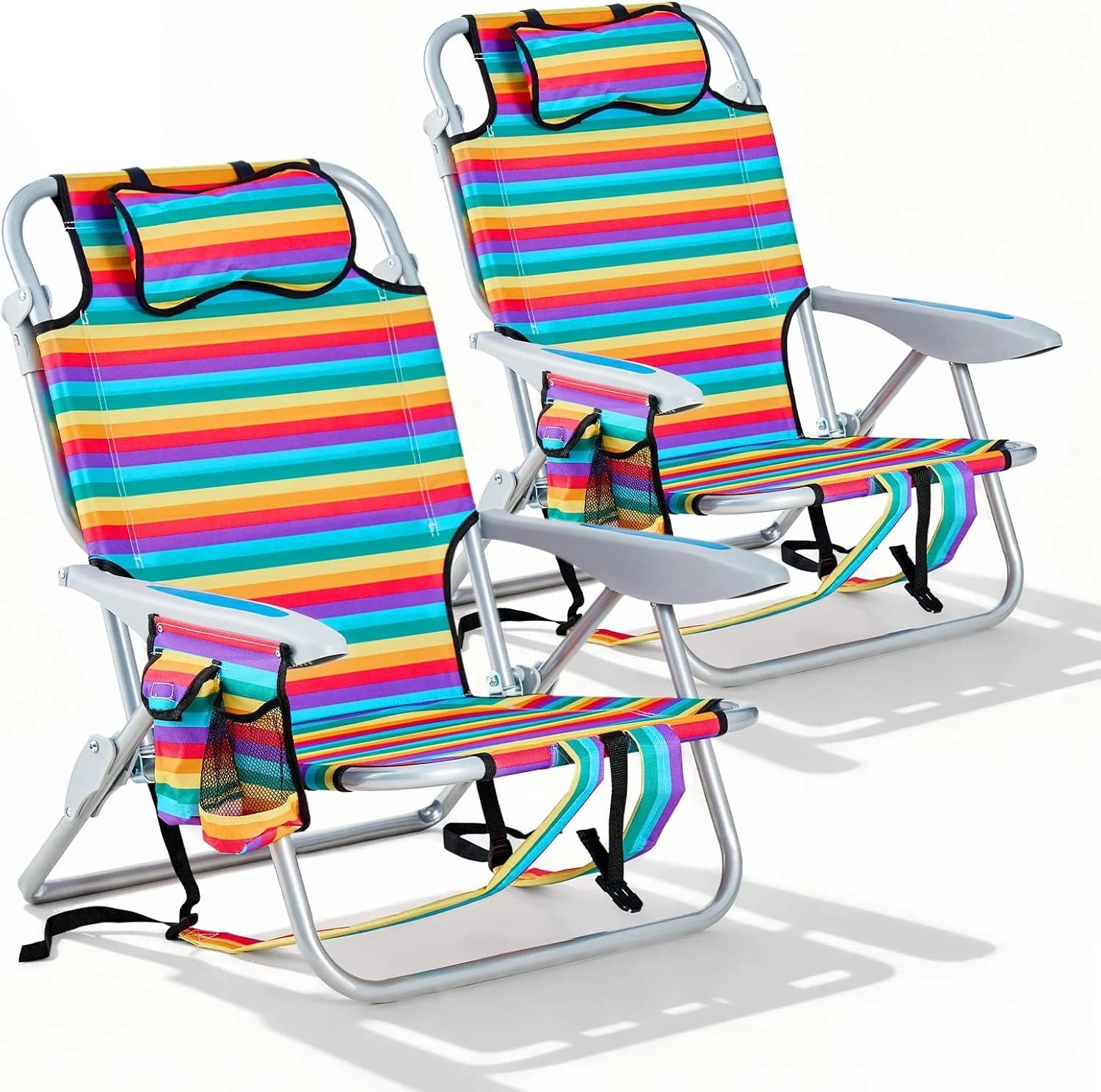 Special 2 Pack Lightweight Portable Camping Beach Chair for Adults, Outdoor Lay Flat Folding Beach Chairs with 5 - Image 5