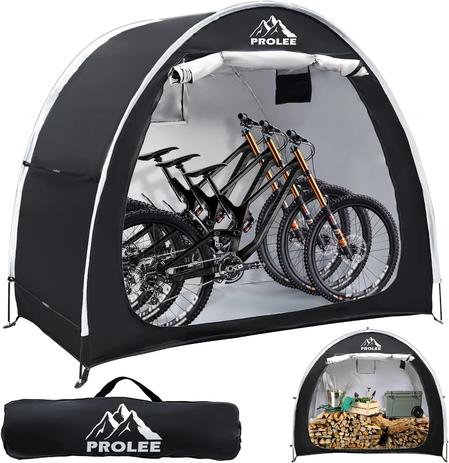 Special PROLEE Bike Shed 6.6FT, Waterproof Oxford Fabric Storage Tent for 2 Bikes, Outdoor Storage with Window Design, Black - Image 2