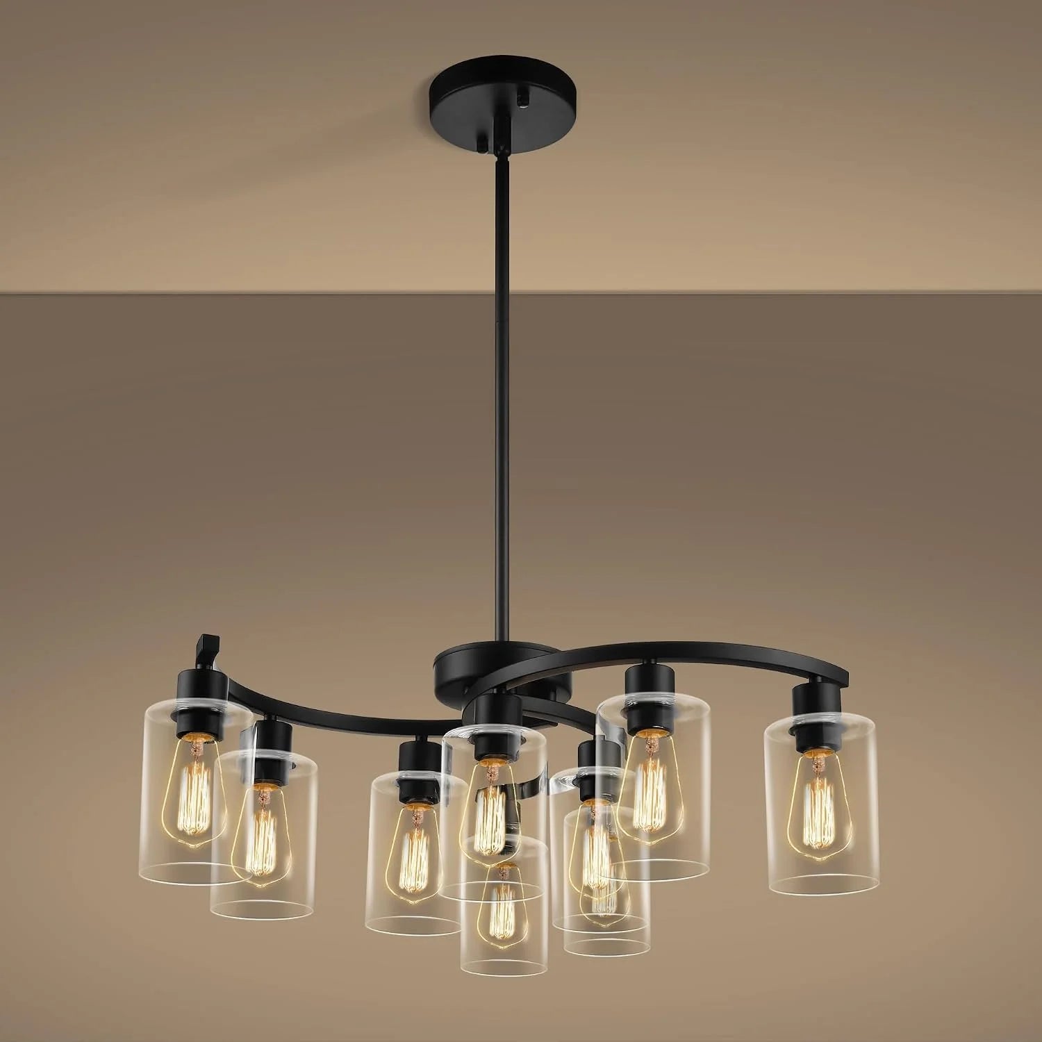 Special 6-Light Modern Farmhouse Black Chandelier, Adjustable Height Hanging Industrial Pendant Lights Kitchen Island - Image 3