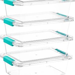Special 4 Pack 6 Qt Plastic Storage Bins with Lids, Clear Sensory Bins, Stackable Containers for Organizing School