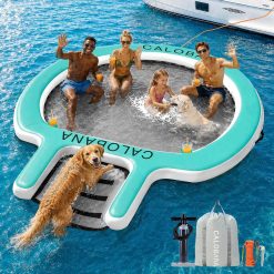 Alternative view of Special CALOBANA Water Hammock with Dog Boat Ramp, Inflatable Round Floating Ring for Adults Pets Heavy Duty Floating Dock