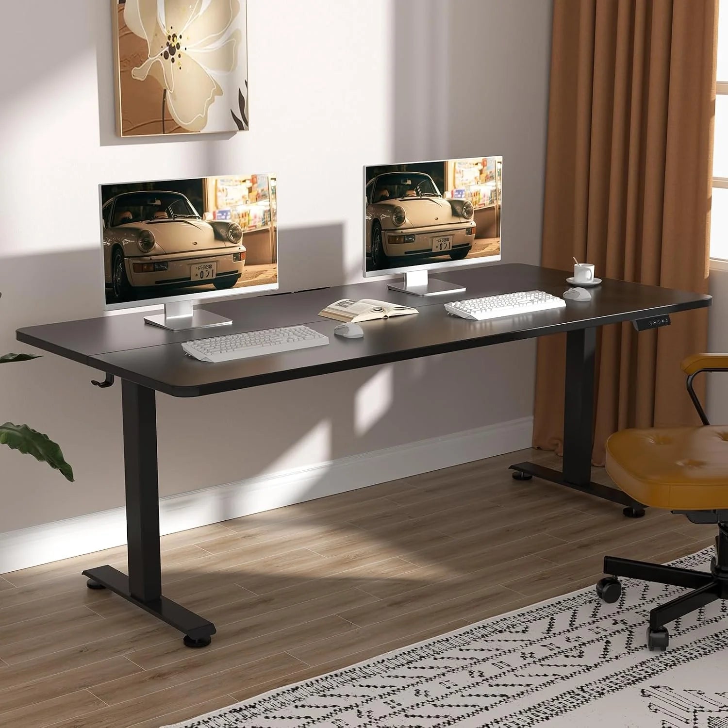 Special Veken 55 Inch Large Electric Standing Desk, Gaming Table, Height Adjustable Sit Stand Up Computer Tables for Home Office - Image 11