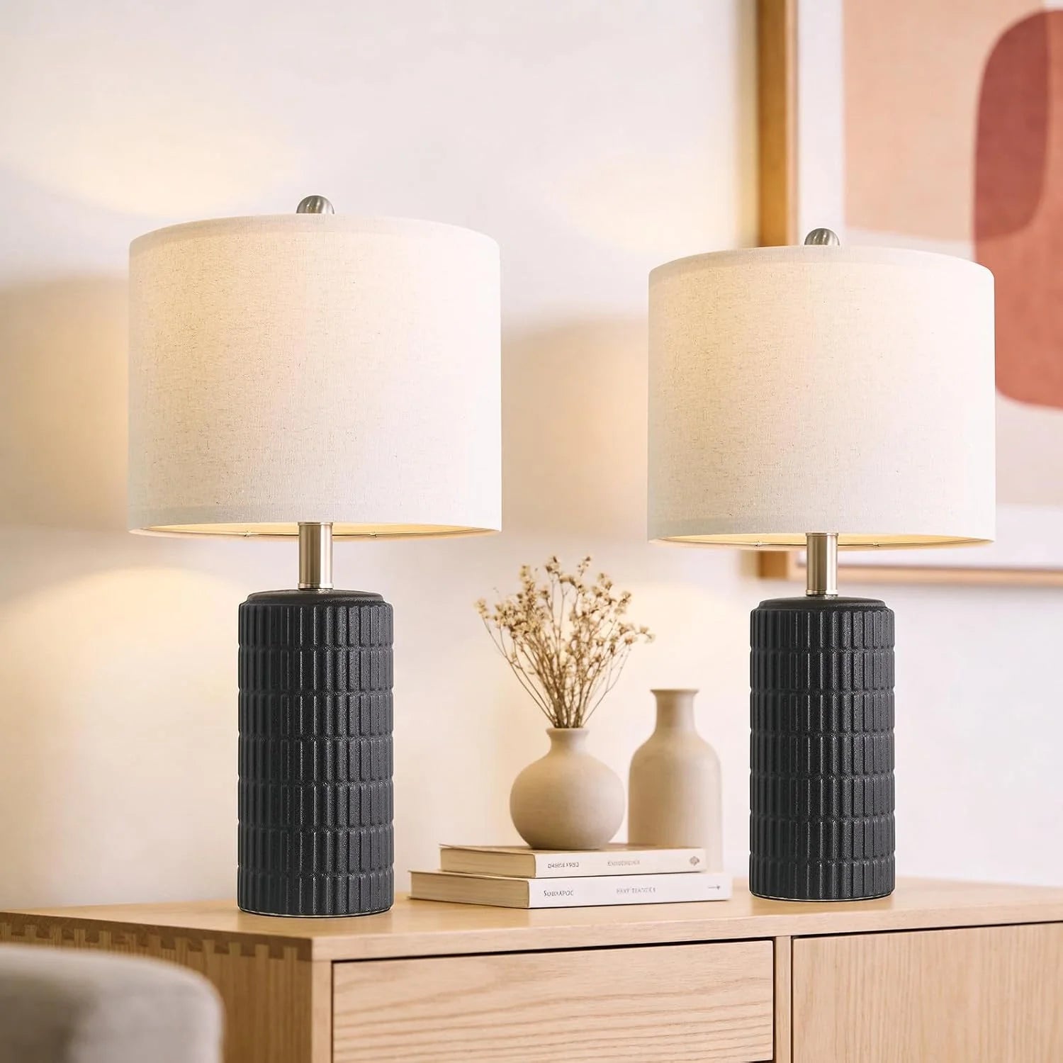 Special PoKat 20.75" Small Modern Ceramic Table Lamps Set of 2 - Image 5