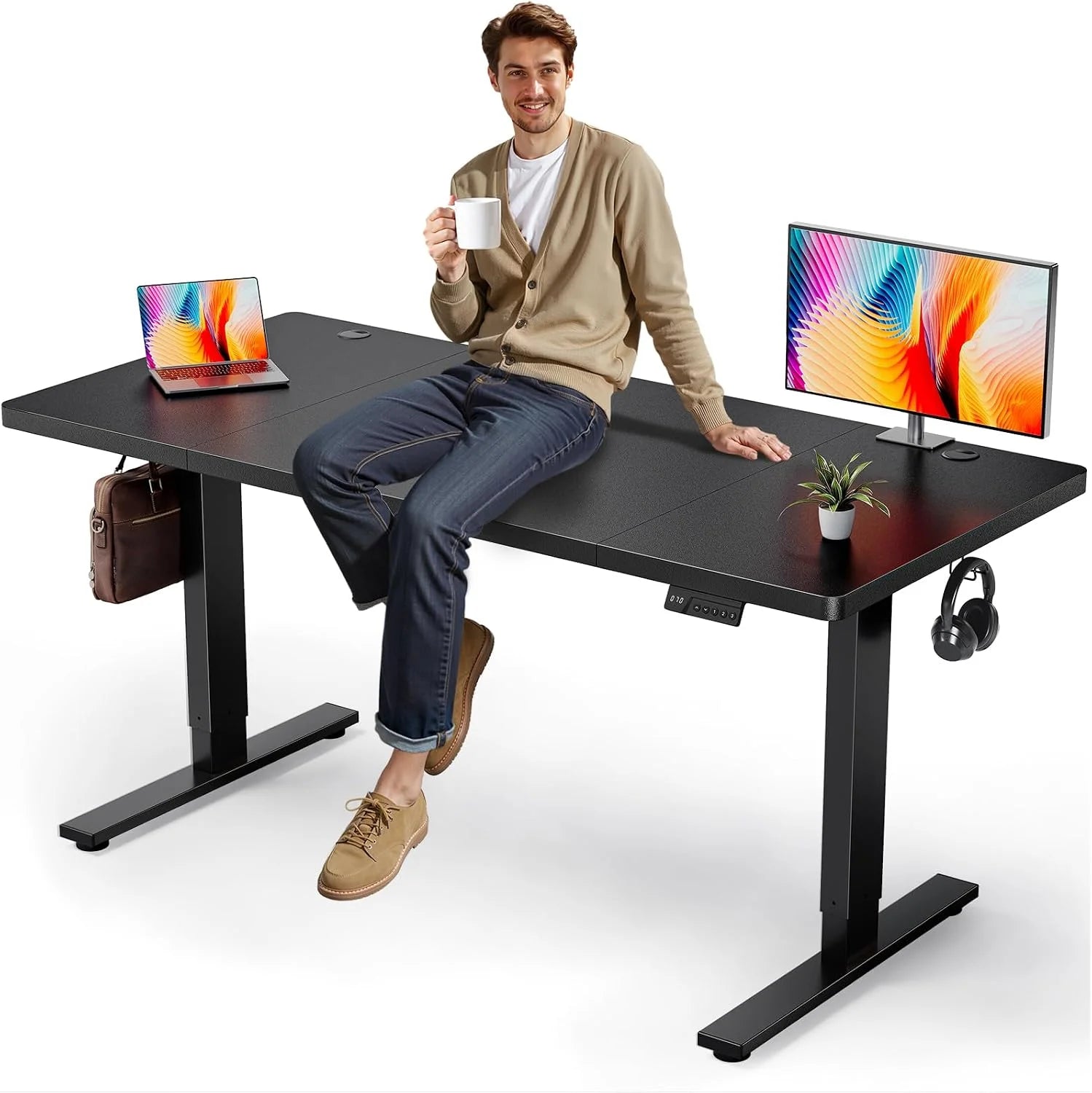 Special Electric Standing Desk Adjustable, 60x28 Inch Sit Stand Desk with 1 Inch Thick Tabletop - Image 2