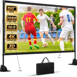 Special Projector Screen with Stand: Portable Projector Screen Outdoor Indoor Front/Rear16: 9 4K HD with Carry Bag