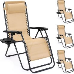 Special Zero Gravity Chairs Set of 2, Lounge Chair Folding Portable Adjustable Camping Reclining Chairs with Adjustable Pollow