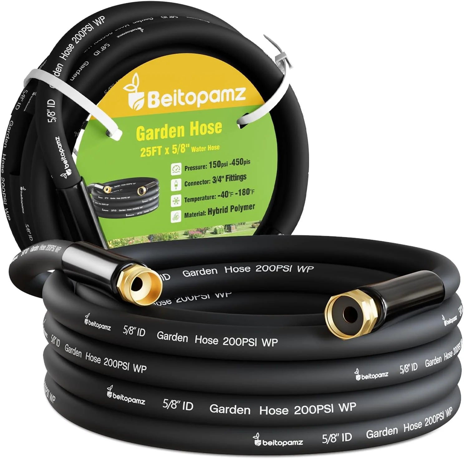 Special Beitopamz 100 ft Garden Hose, 5/8 in Heavy Duty Water Hose, Male to Female 3/4” Brass Fittings for Patio - Image 12