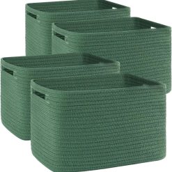 Special 4 Pack Storage Baskets for Organizing, Cube Storage Bins for Shelves, Rectangle Storage Baskets With Handles