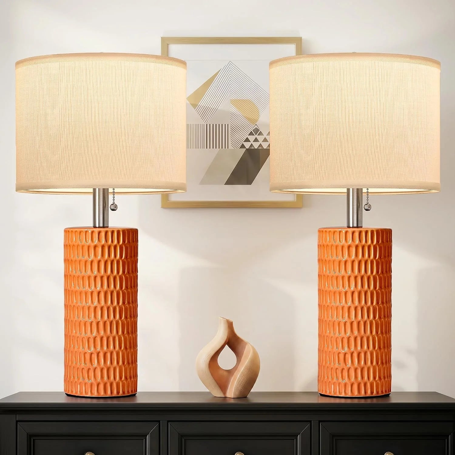 Special Reaketon 20.5 Modern Ceramic Table Lamps for Bedroom Set of 2, Farmhouse Table Lamp for Living Room Office Dorm - Image 9