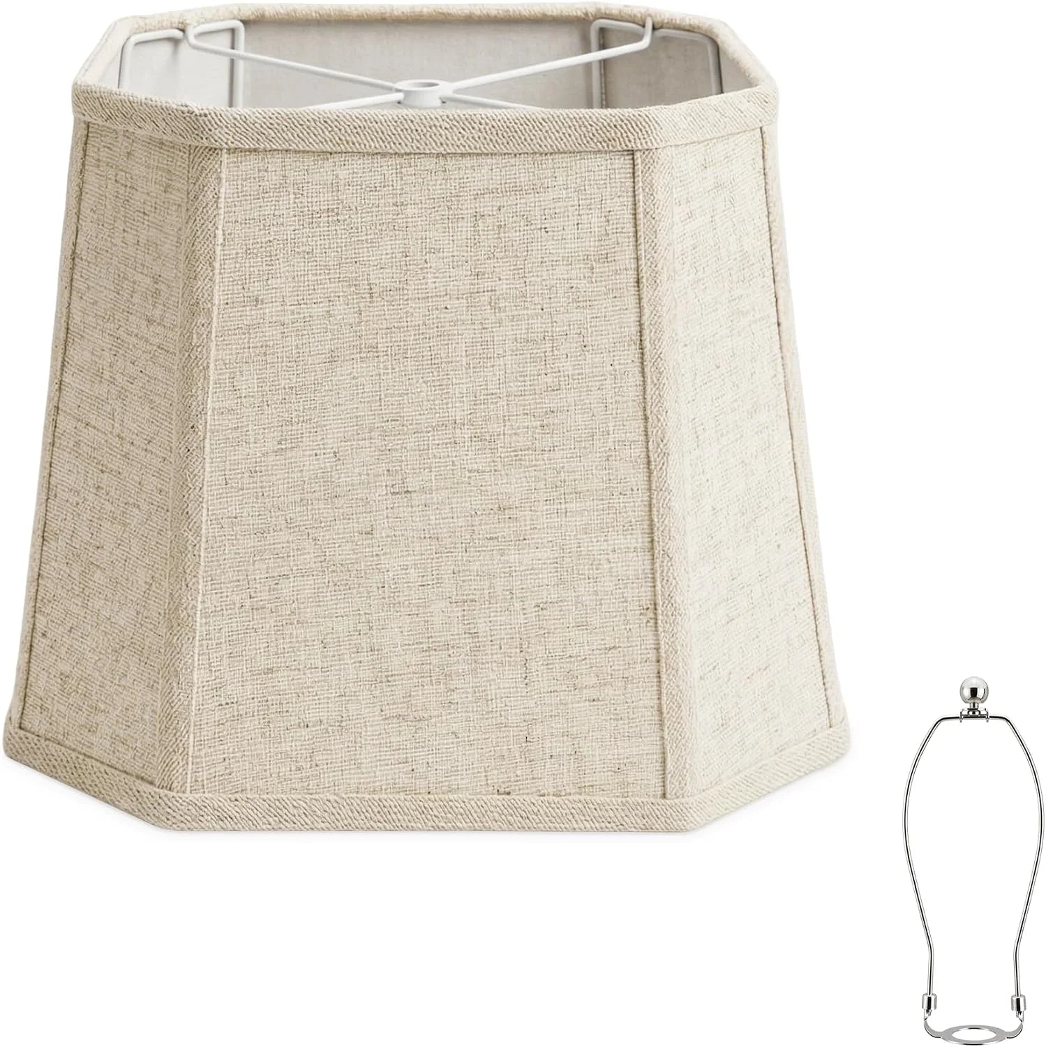 Special Natural Linen Square Cut Corner Lamp Shades Set of 2 - Image 5