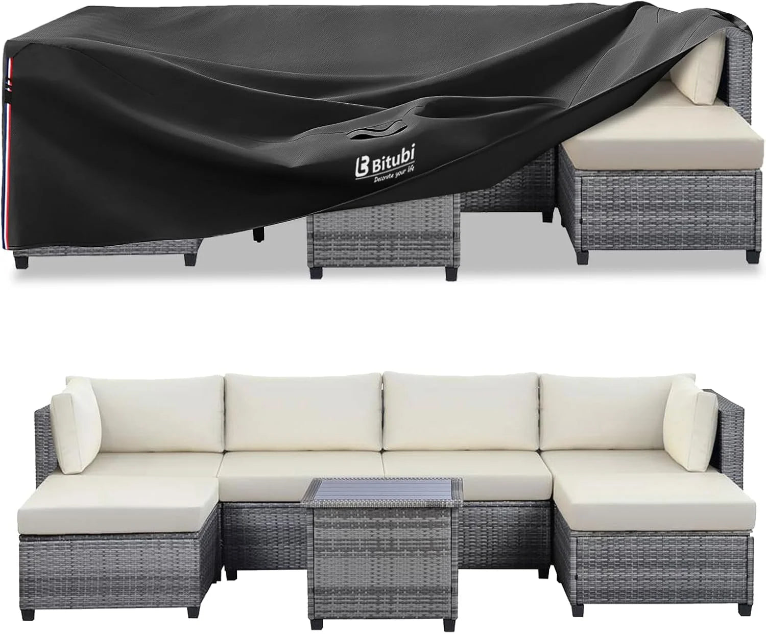 Special Bitubi Outdoor Waterproof Patio Furniture Covers 4-Piece Set for Swivel Rocker Chairs, Patio 3-Seater Sofa 76in
