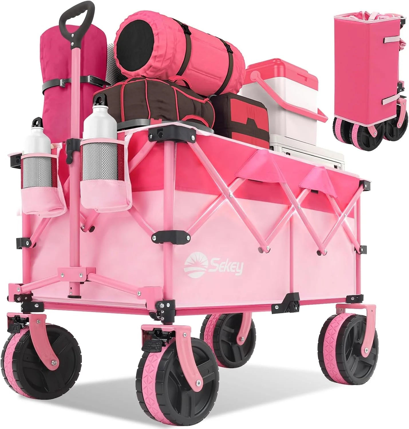 Special Sekey 220L Wagons Carts Foldable with Big All-Terrian Beach Wheels, Collapsible Heavy DutyWagon with Cup Holders - Image 6