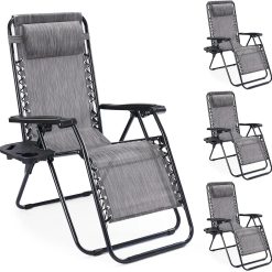 Alternative view of Special Zero Gravity Chairs Set of 2, Lounge Chair Folding Portable Adjustable Camping Reclining Chairs with Adjustable Pollow