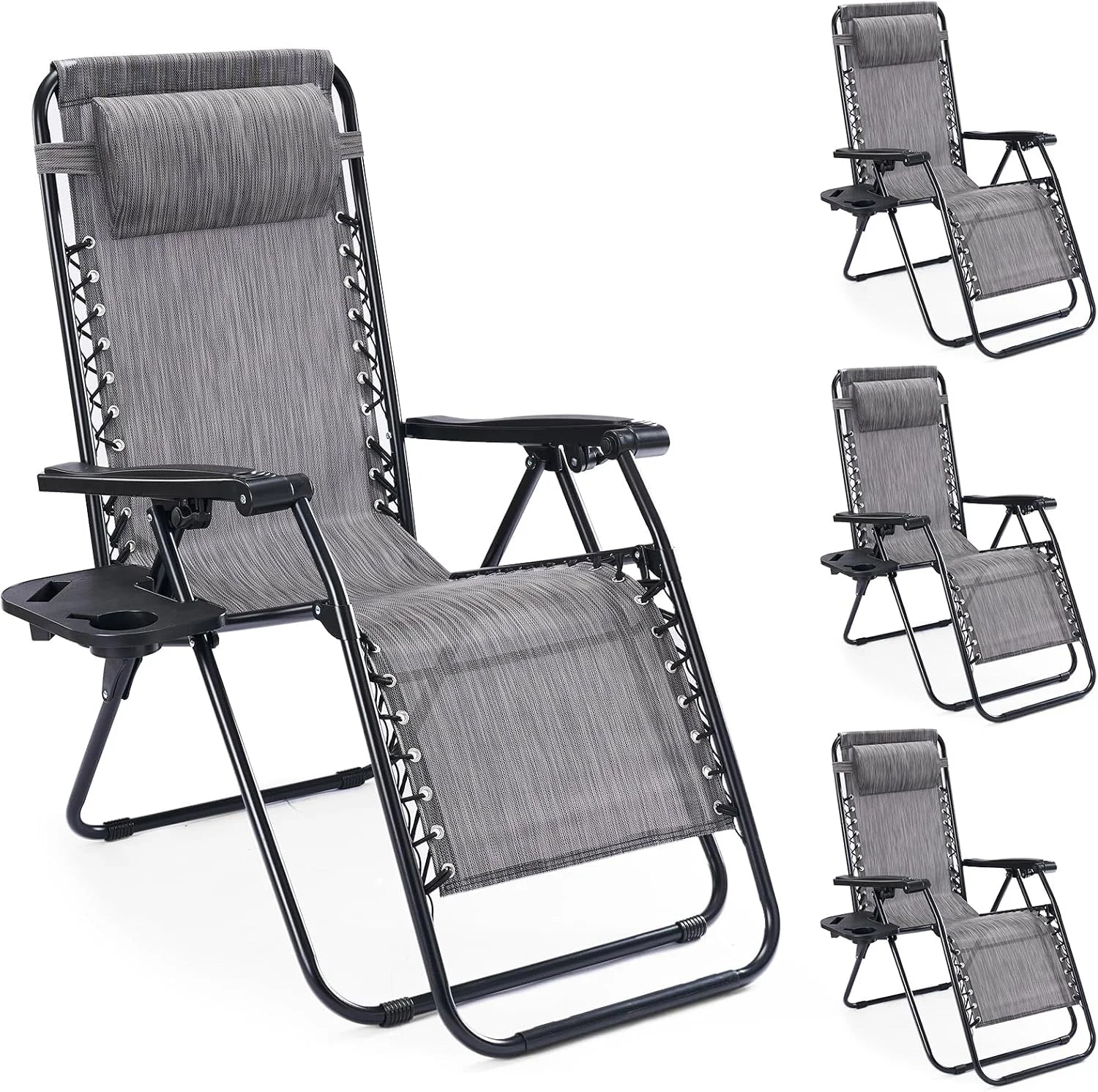 Special Zero Gravity Chairs Set of 2, Lounge Chair Folding Portable Adjustable Camping Reclining Chairs with Adjustable Pollow - Image 2