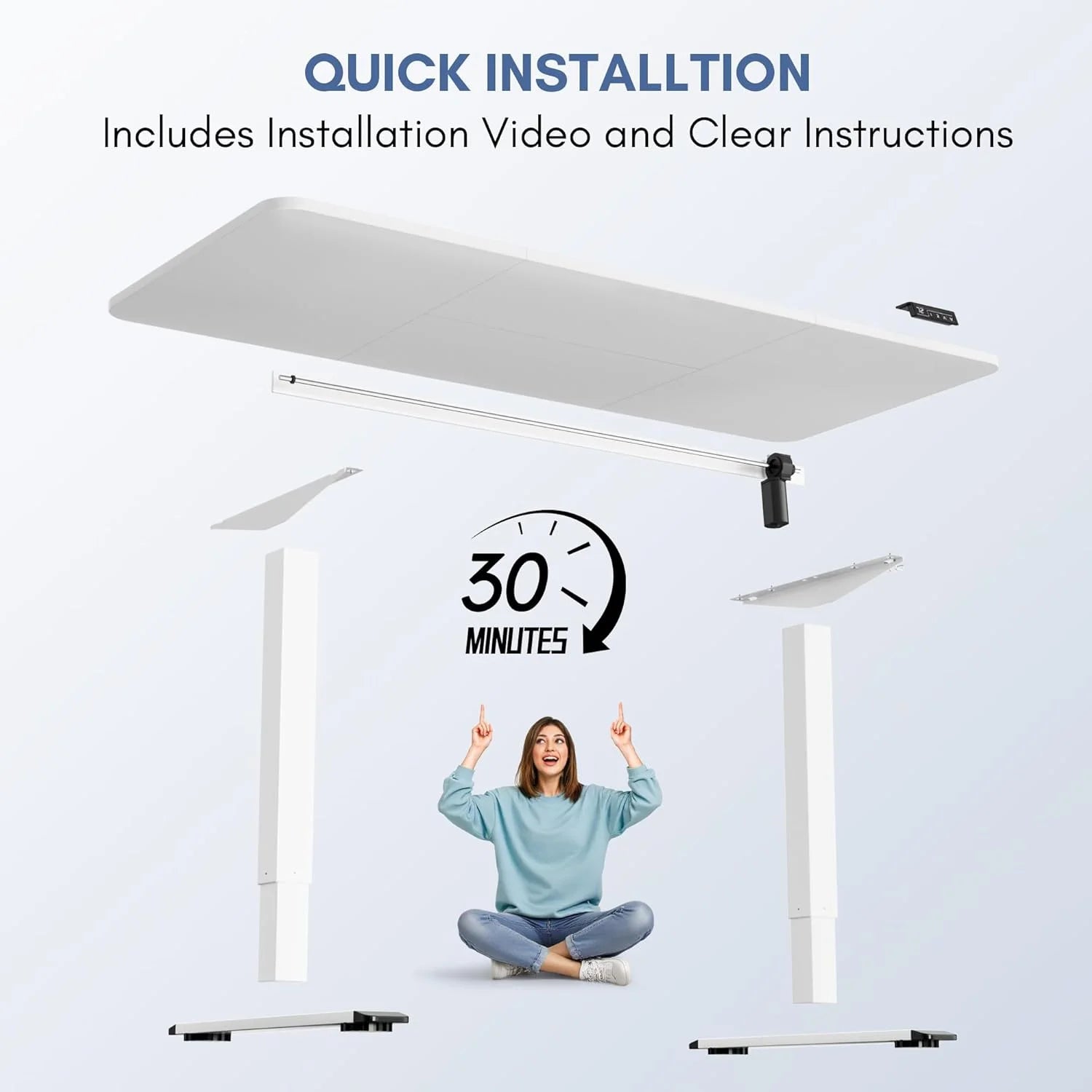 Special 55 x 24 Inches Electric Height Adjustable Standing Desk Large Sit Stand Up Desk Home Office Computer Desk Memory - Image 89