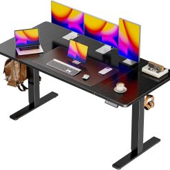 Alternative view of Special 55 x 28 Large Electric Standing Desk, Height Adjustable Computer Desk, 27.6 Deep Desktop