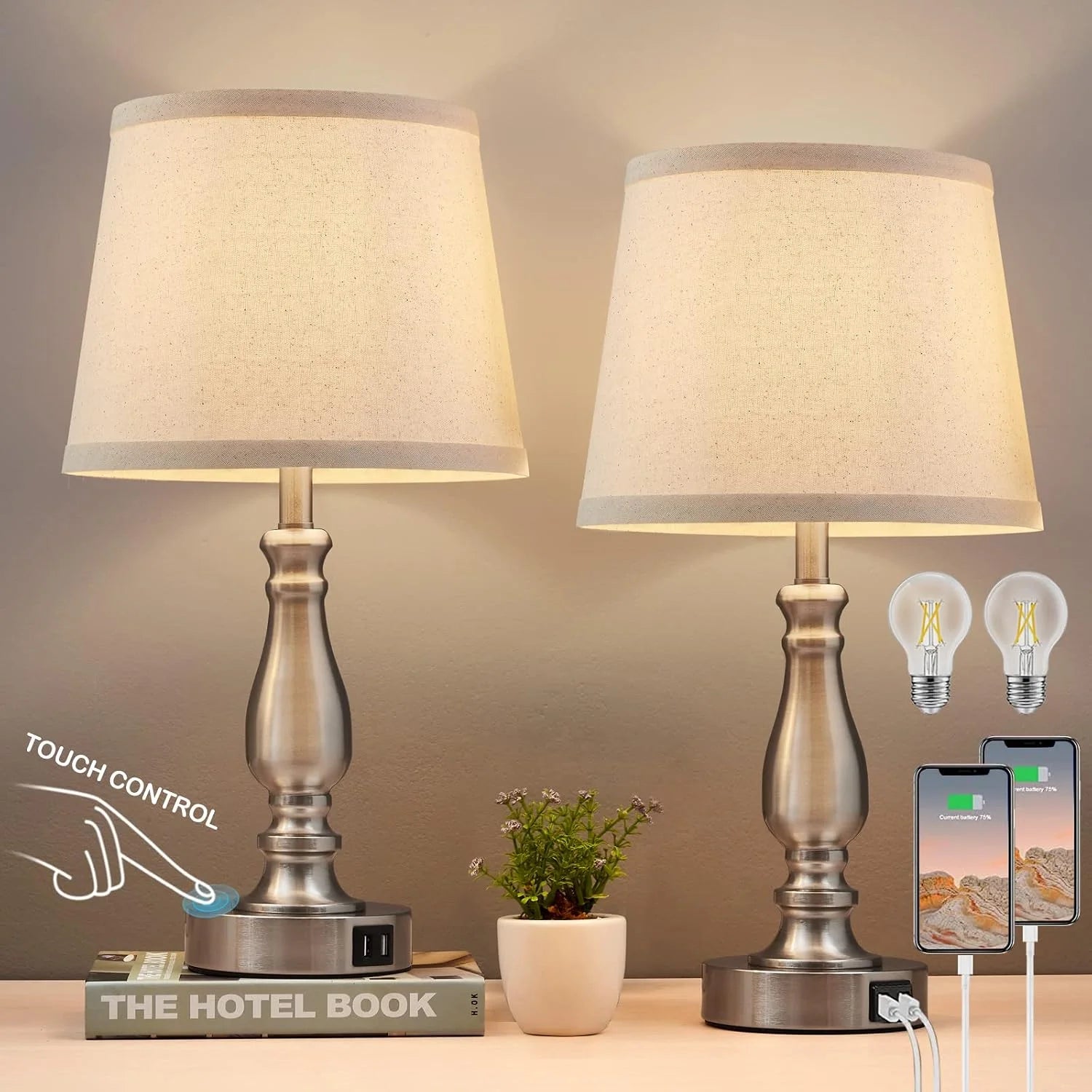 Special Lamps for Bedroom Set of 2, Dimmable, Bulb Included - Image 3
