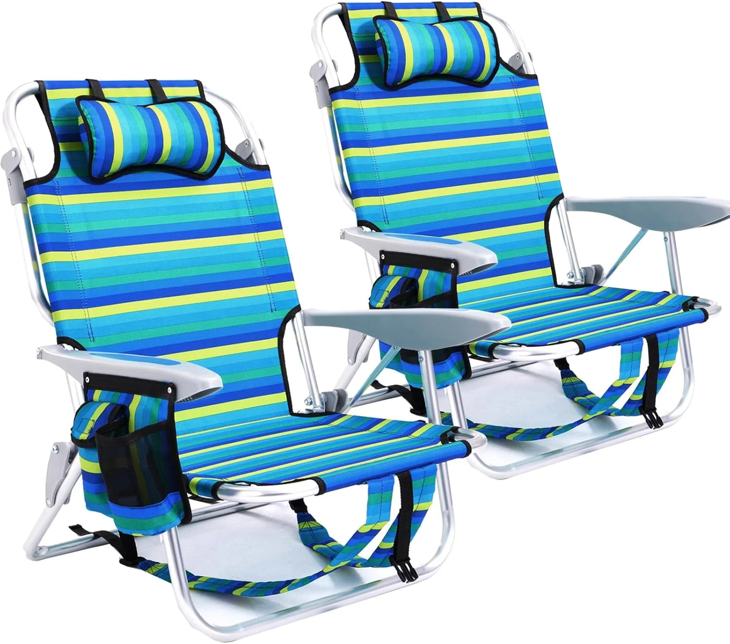 Special 2 Pack Lightweight Portable Camping Beach Chair for Adults, Outdoor Lay Flat Folding Beach Chairs with 5 - Image 7