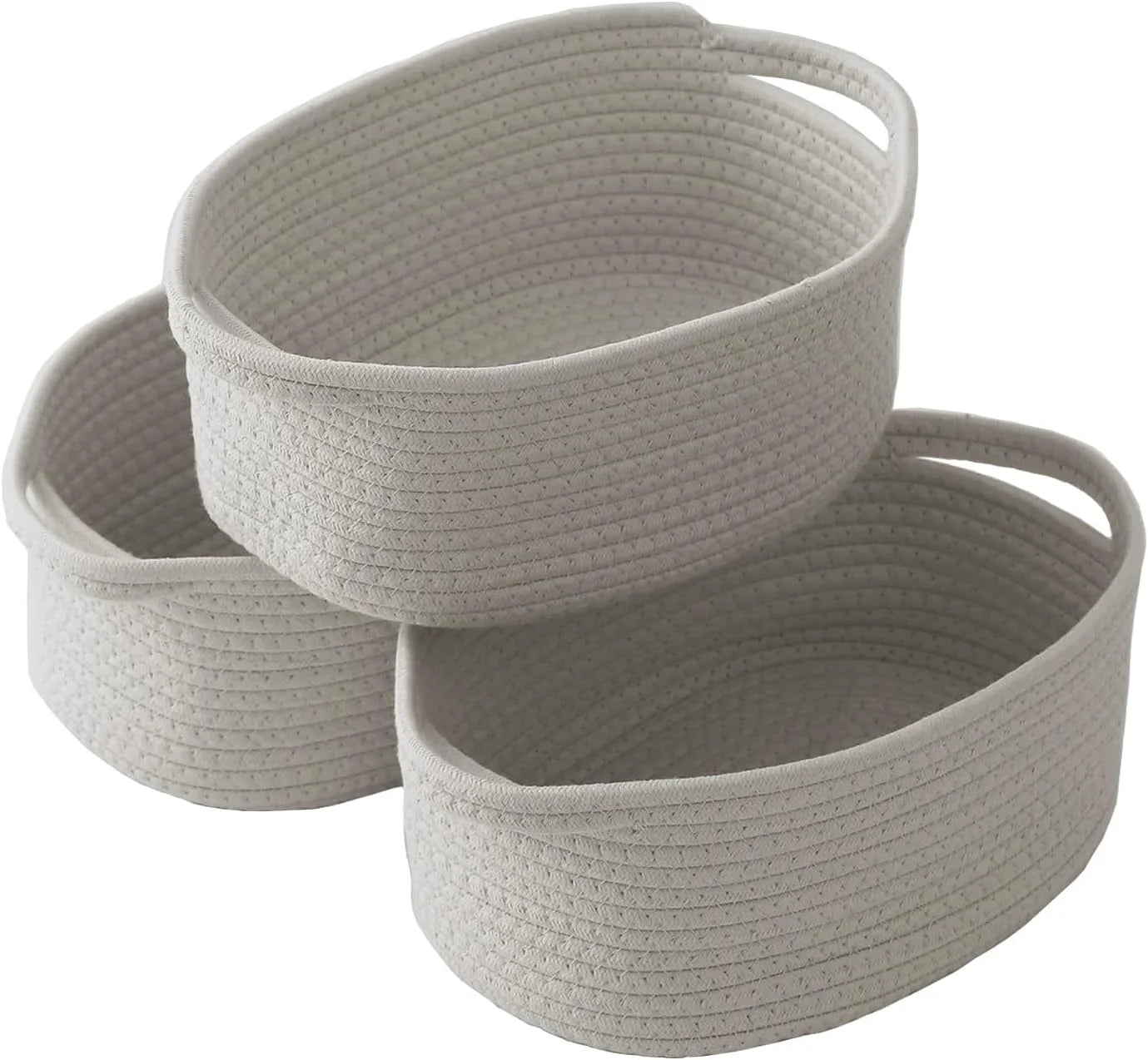 Special Small Woven Basket, Empty Gift Basket, Orange/3 Pack, Small Gift Basket, Cotton Rope, 12 x 8 x 17 in, Handles - Image 2