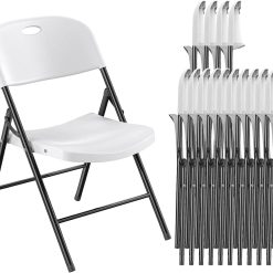 Special 350 Weight Limit Heavy Duty Plastic Folding Chair with Reinfoced Steel Frame for Indoor and Outdoor, Wedding