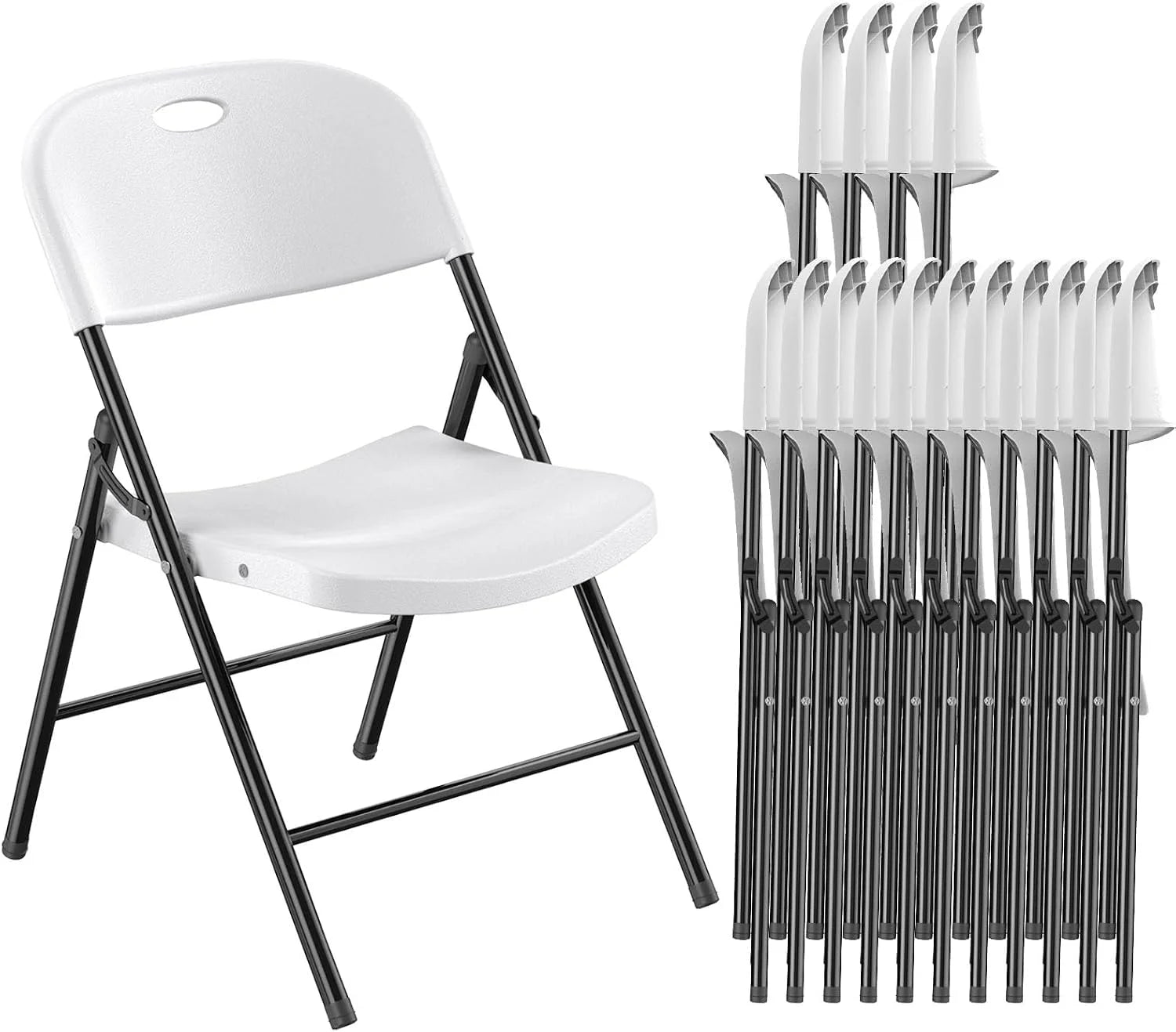 Special 350 Weight Limit Heavy Duty Plastic Folding Chair with Reinfoced Steel Frame for Indoor and Outdoor, Wedding