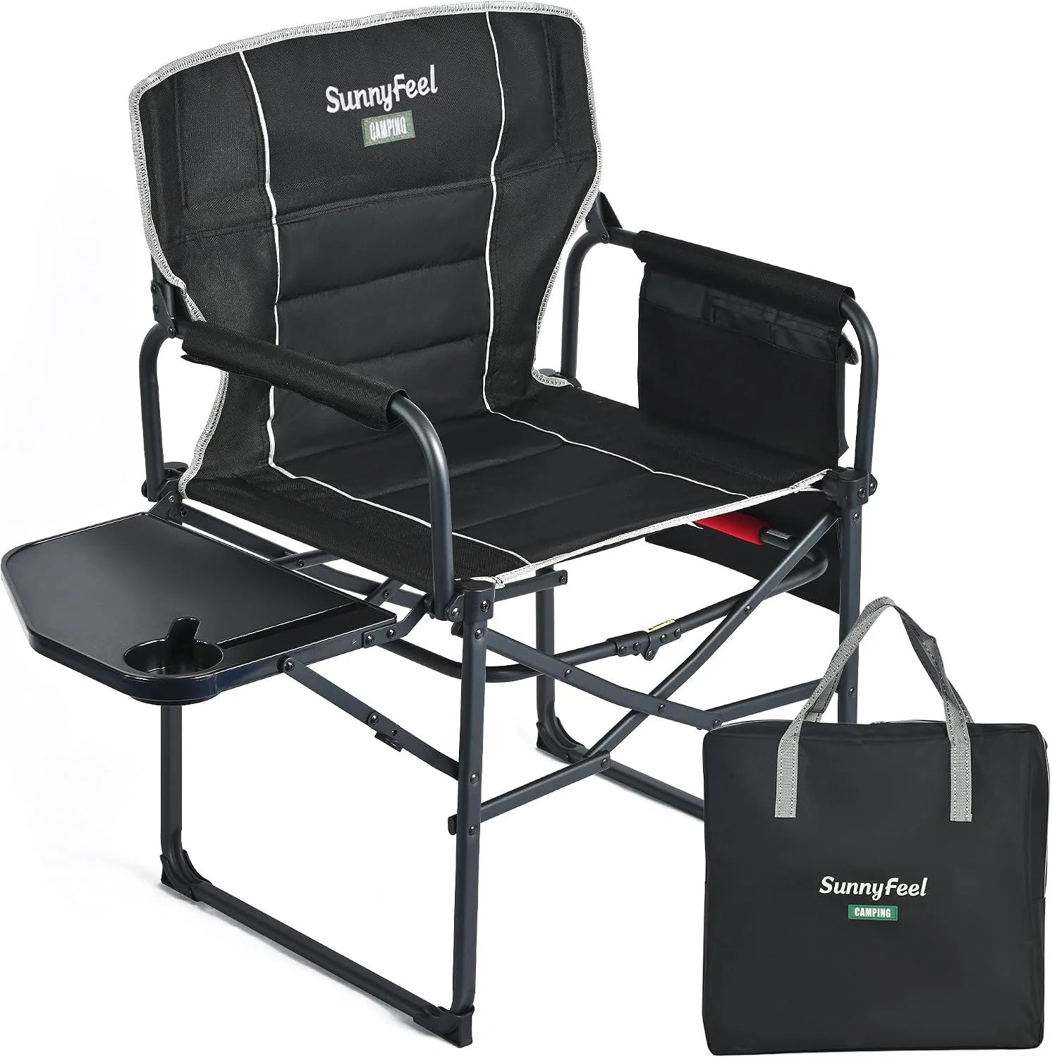 Special SUNNYFEEL Camping Directors Chair, Heavy Duty, Oversized Portable Folding Chair with Side Table - Image 3