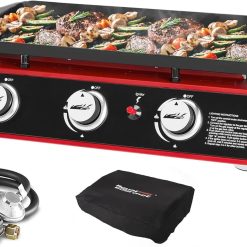 Alternative view of Special Royal Gourmet PD1301S Portable 3-Burner Tabletop Gas Griddle, 25, 500 BTU Cooking Power, 304 Sq. In. Cooking Surface