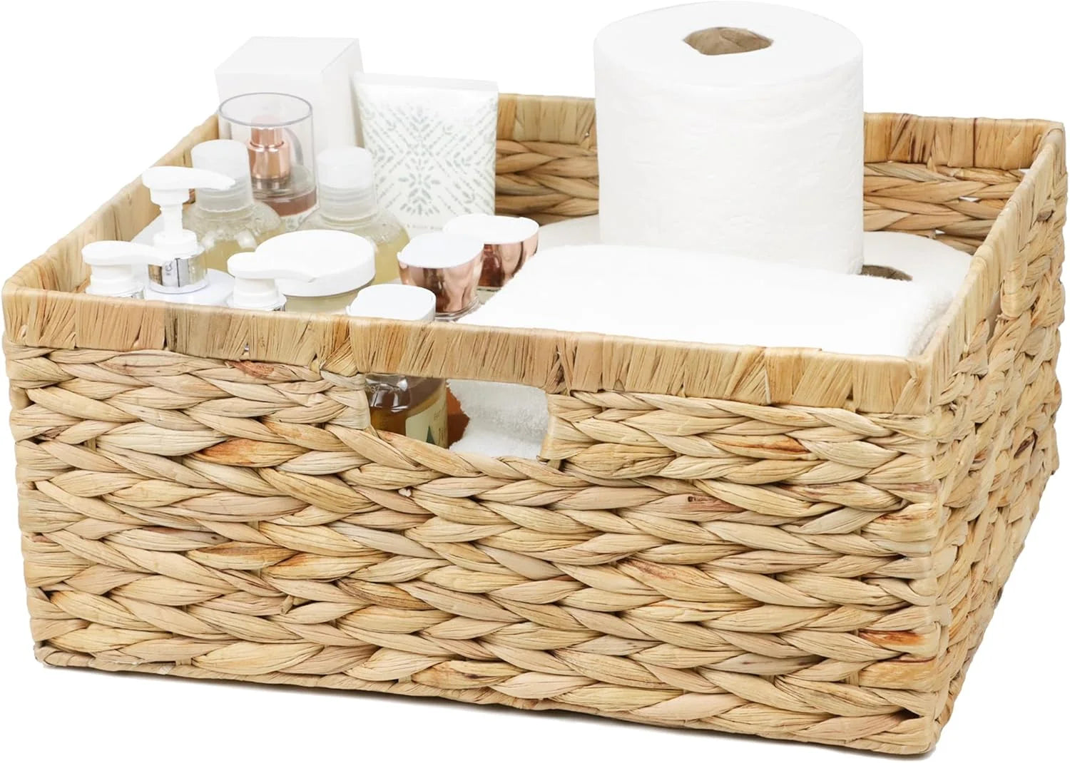 Special Wicker Basket, Water Hyacinth Wicker Storage Organizing Basket, Rectangular Basket for Shelves, Rattan - Image 4