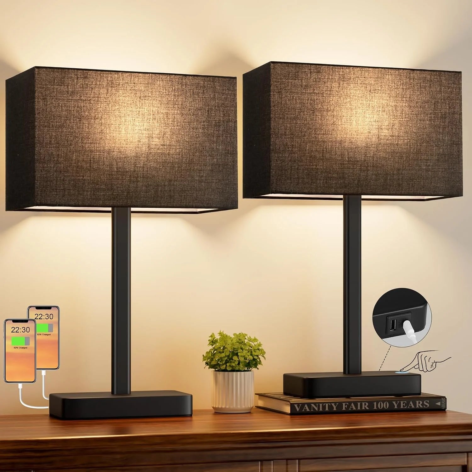 Special Hong-in Touch Lamps, Dimmable, Grey Modern Table Lamp for Night Stands