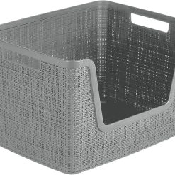 Alternative view of Special Curver Set of 4 Large Cube 17L Jute Decorative Plastic Organization and Storage Baskets, Perfect Bins for Home