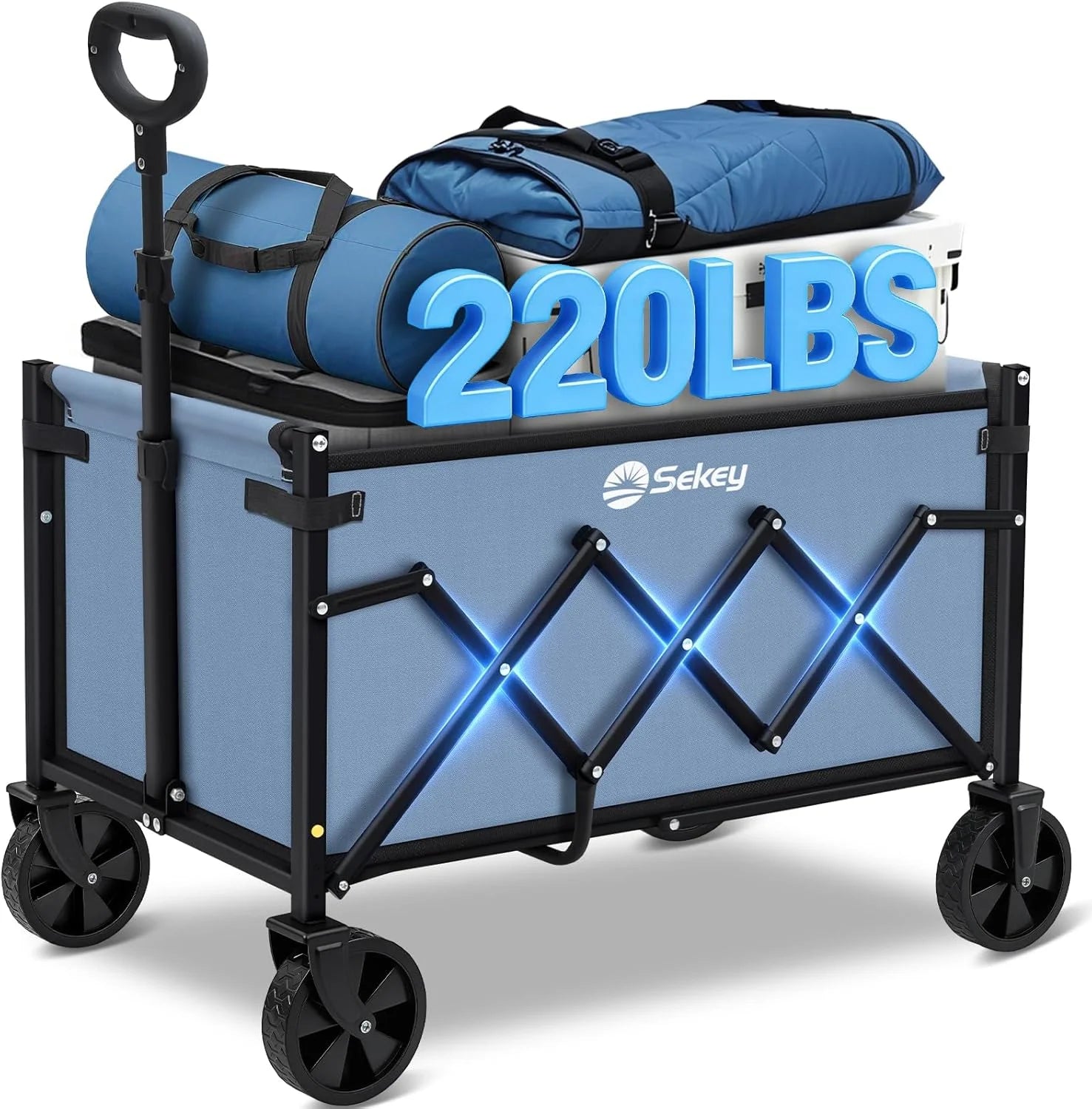 Special Sekey Wagon Cart with Wheels with 220LBS Capacity,Heavy Duty Wagon Carts Foldable,Lightweight Utility Portable Cart for Grocery - Image 2