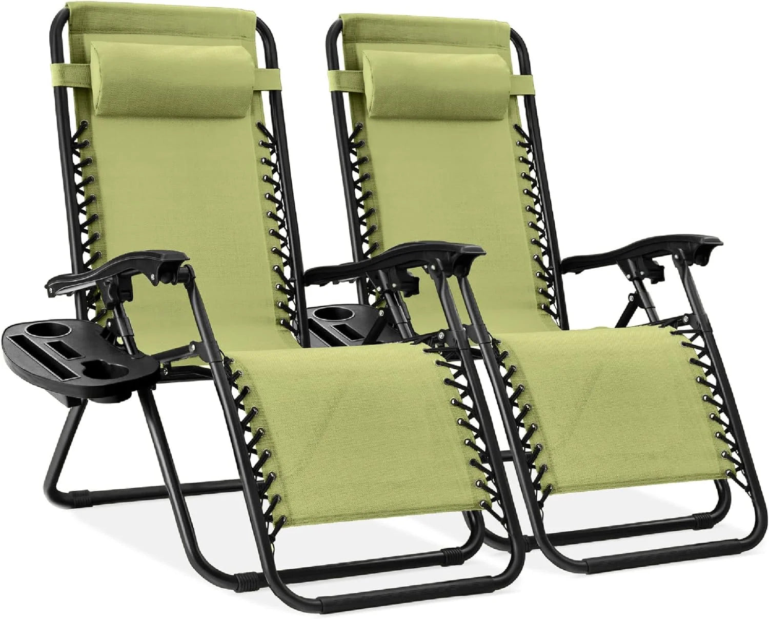 Special Best Choice Products Set of 2 Adjustable Steel Mesh Zero Gravity Lounge Chair Recliners w/Pillows and Cup Holder Trays - Image 7