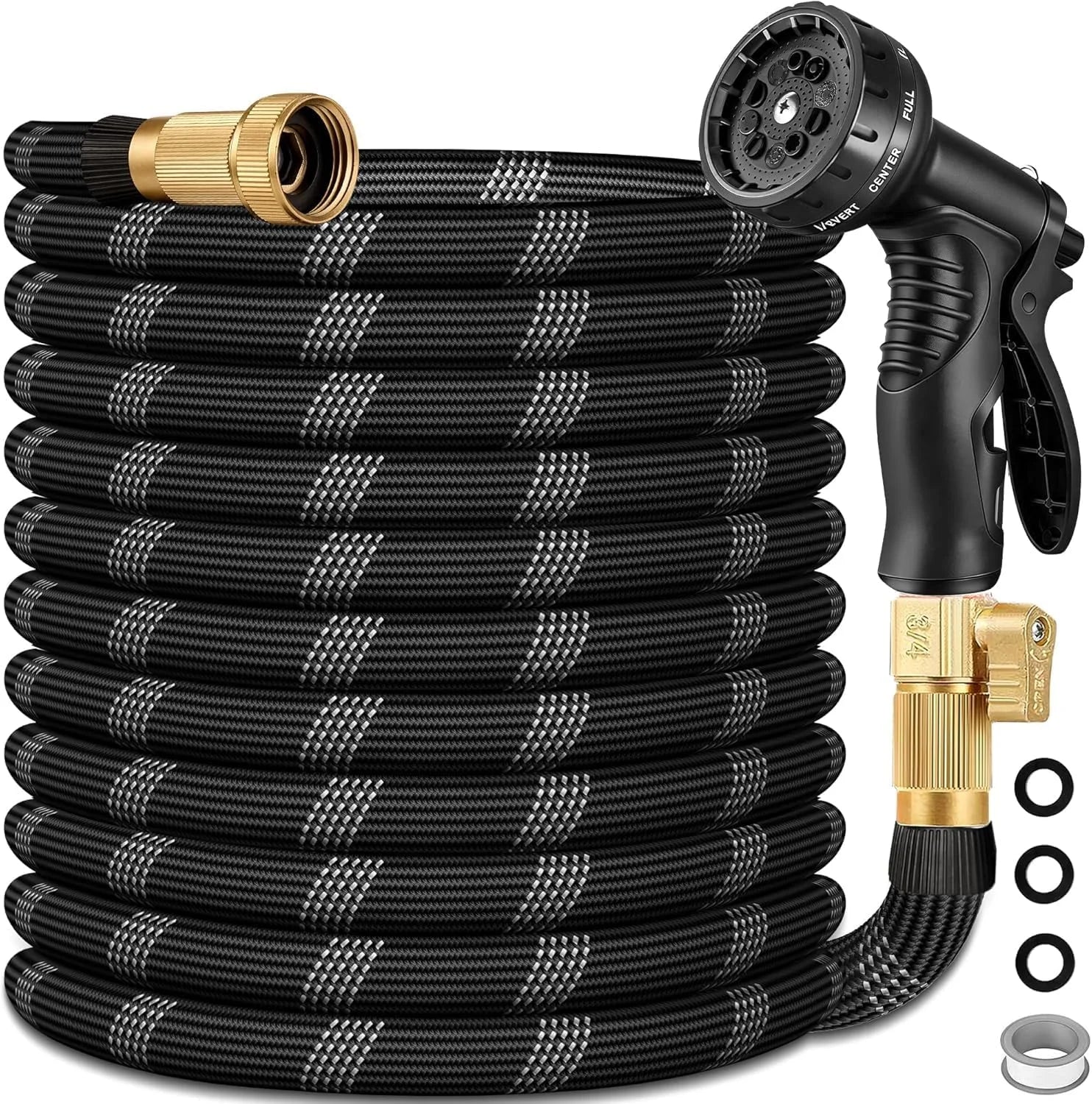 Special FT Non-Expandable Garden Hose, Lightweight Hose with 10 Function Spray Nozzle, 3/4" Solid Connectors Garden Hose