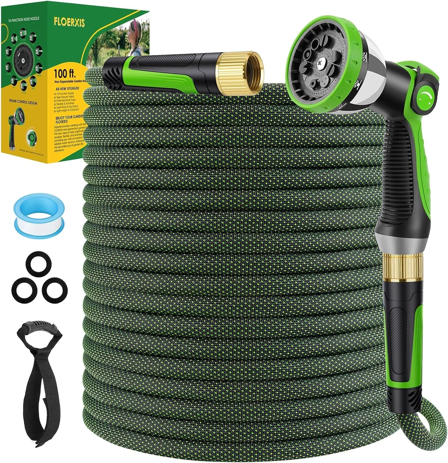 Special Non-Expandable Garden Hose 100 FT, Lightweight Hose with 10 Function Spray Nozzle, 360° Swivel Connectors - Image 7