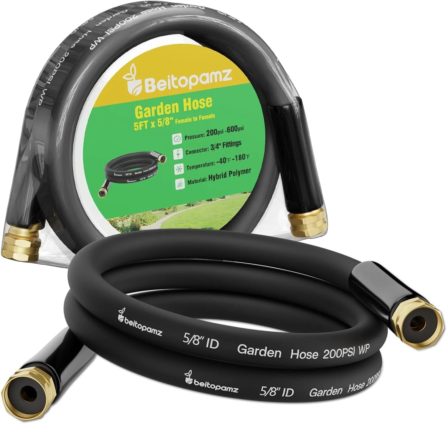 Special Beitopamz 100 ft Garden Hose, 5/8 in Heavy Duty Water Hose, Male to Female 3/4” Brass Fittings for Patio - Image 3