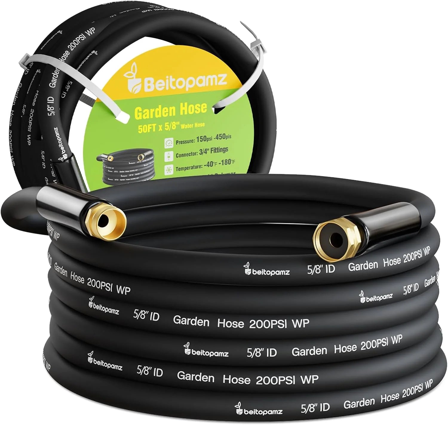 Special Beitopamz 100 ft Garden Hose, 5/8 in Heavy Duty Water Hose, Male to Female 3/4” Brass Fittings for Patio - Image 13