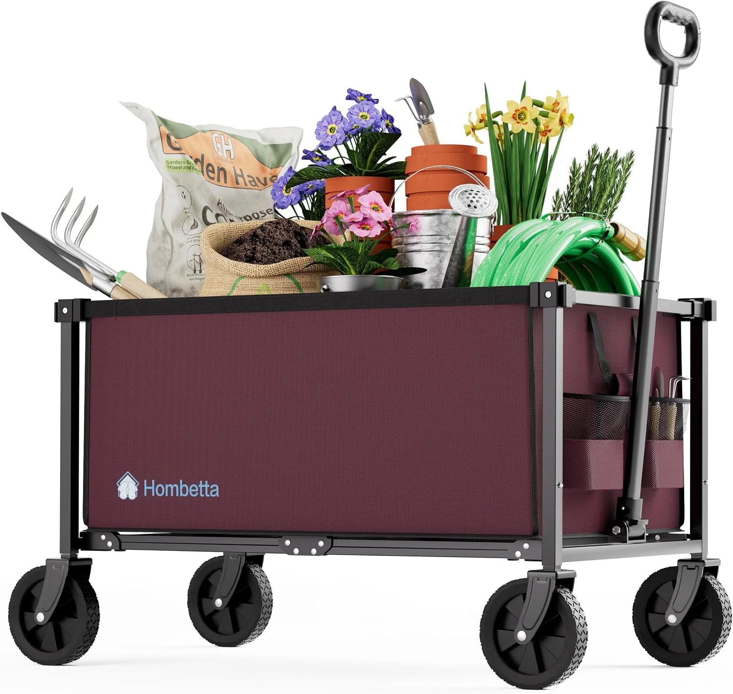 Special HOMBETTA 29.3 Collapsible Wagon Cart, 150L Heavy Duty Folding Utility Wagon with Wheels, 260 lbs Load - Image 3