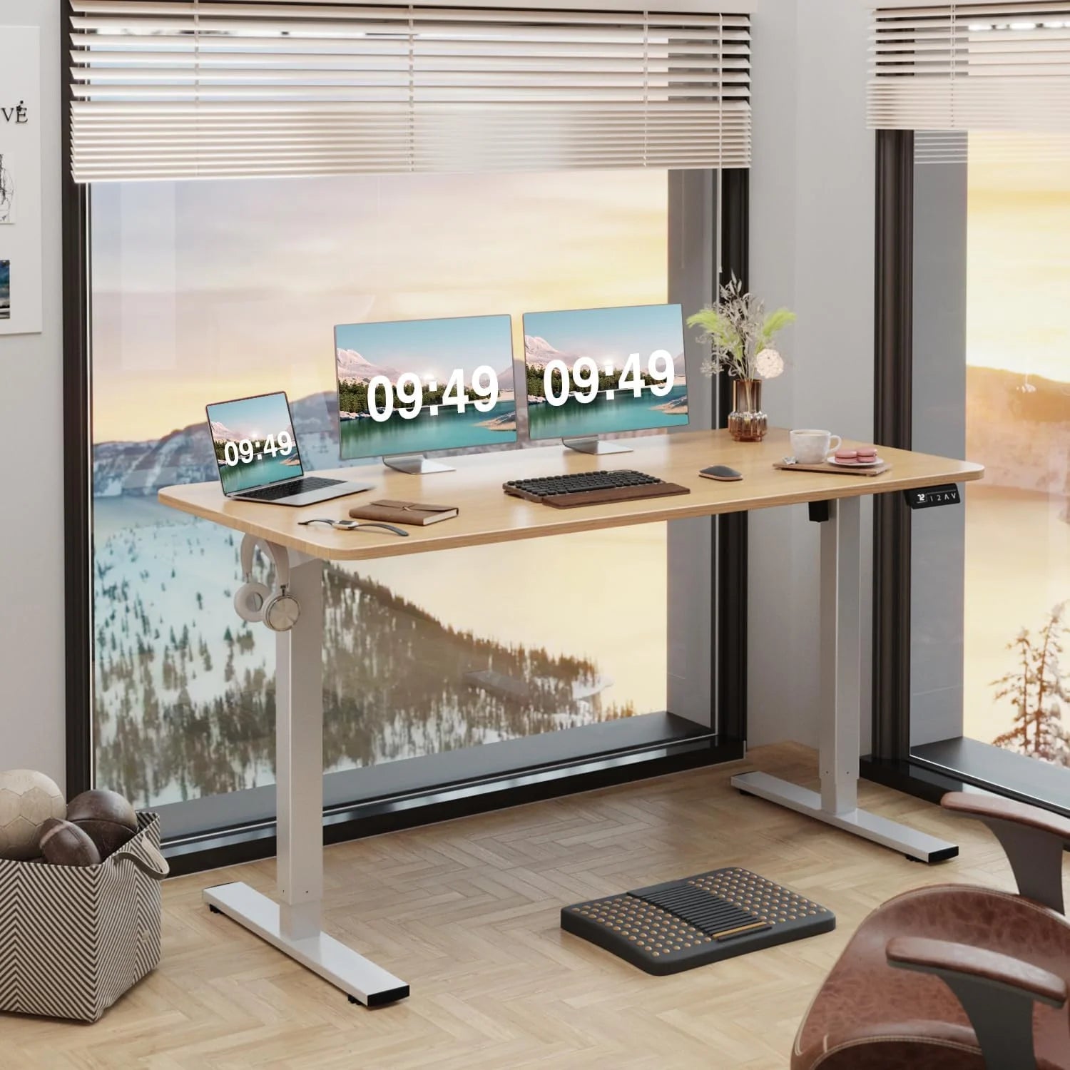 Special 55 x 24 Inches Electric Height Adjustable Standing Desk Large Sit Stand Up Desk Home Office Computer Desk Memory - Image 57