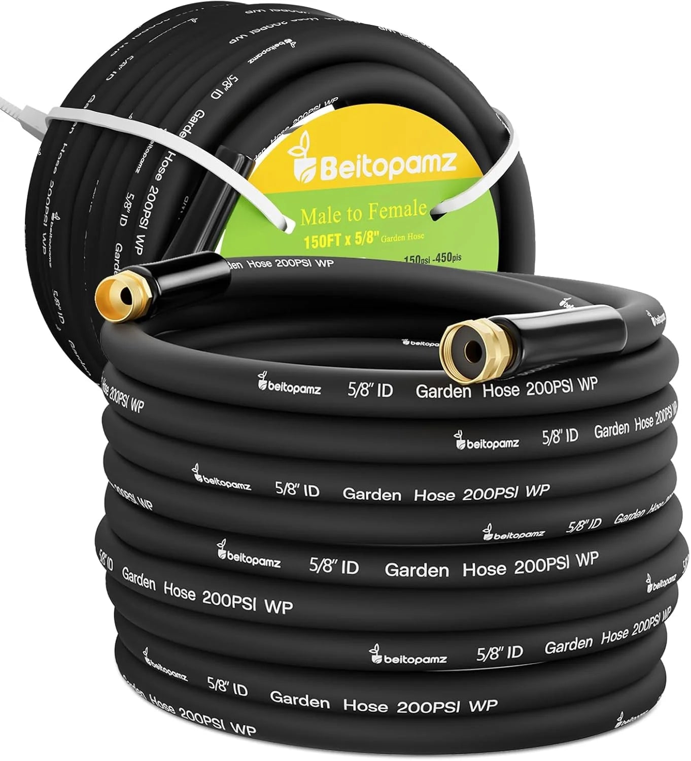 Special Beitopamz 100 ft Garden Hose, 5/8 in Heavy Duty Water Hose, Male to Female 3/4” Brass Fittings for Patio