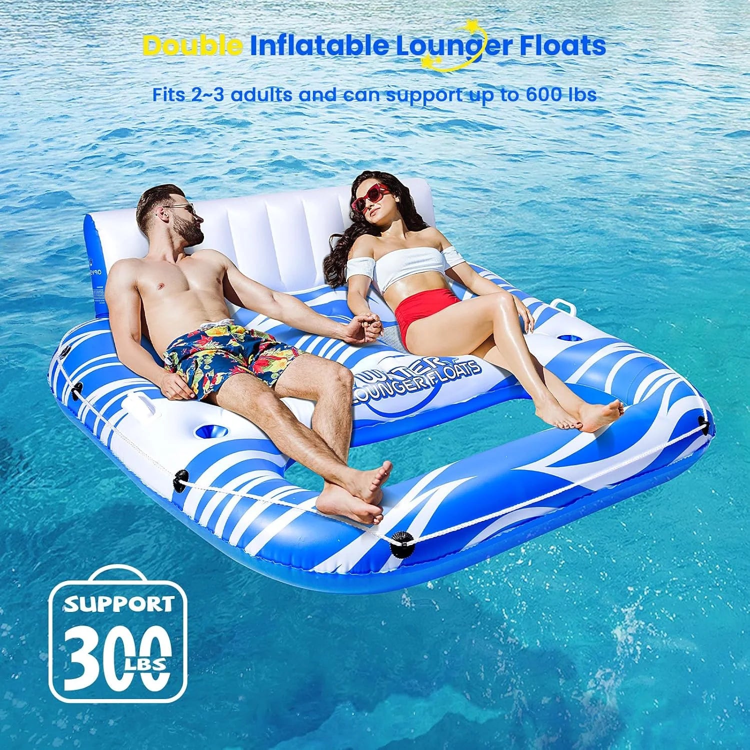 Special Inflatable Pool Floats Adults, Large Pool Lounger Chair Floaties with Cup Holders Backrest Footrest - Image 6