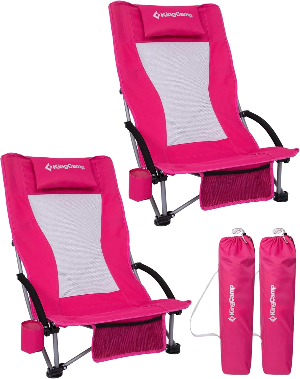 Special KingCamp Low Beach Chairs 2 Pack, Folding Portable Chair for Adults lightweight Extra Wide Ergonomic High Back Seat - Image 10