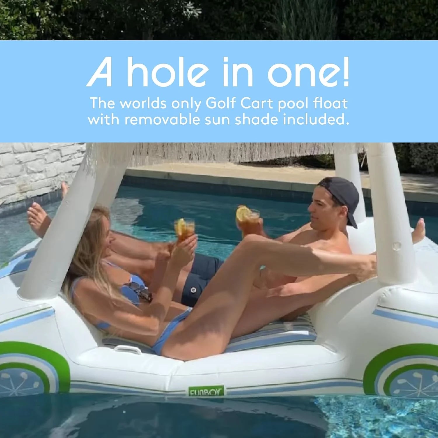 Special Giant Inflatable Luxury Golf Cart Pool Float, Two Cup Holders - Image 3