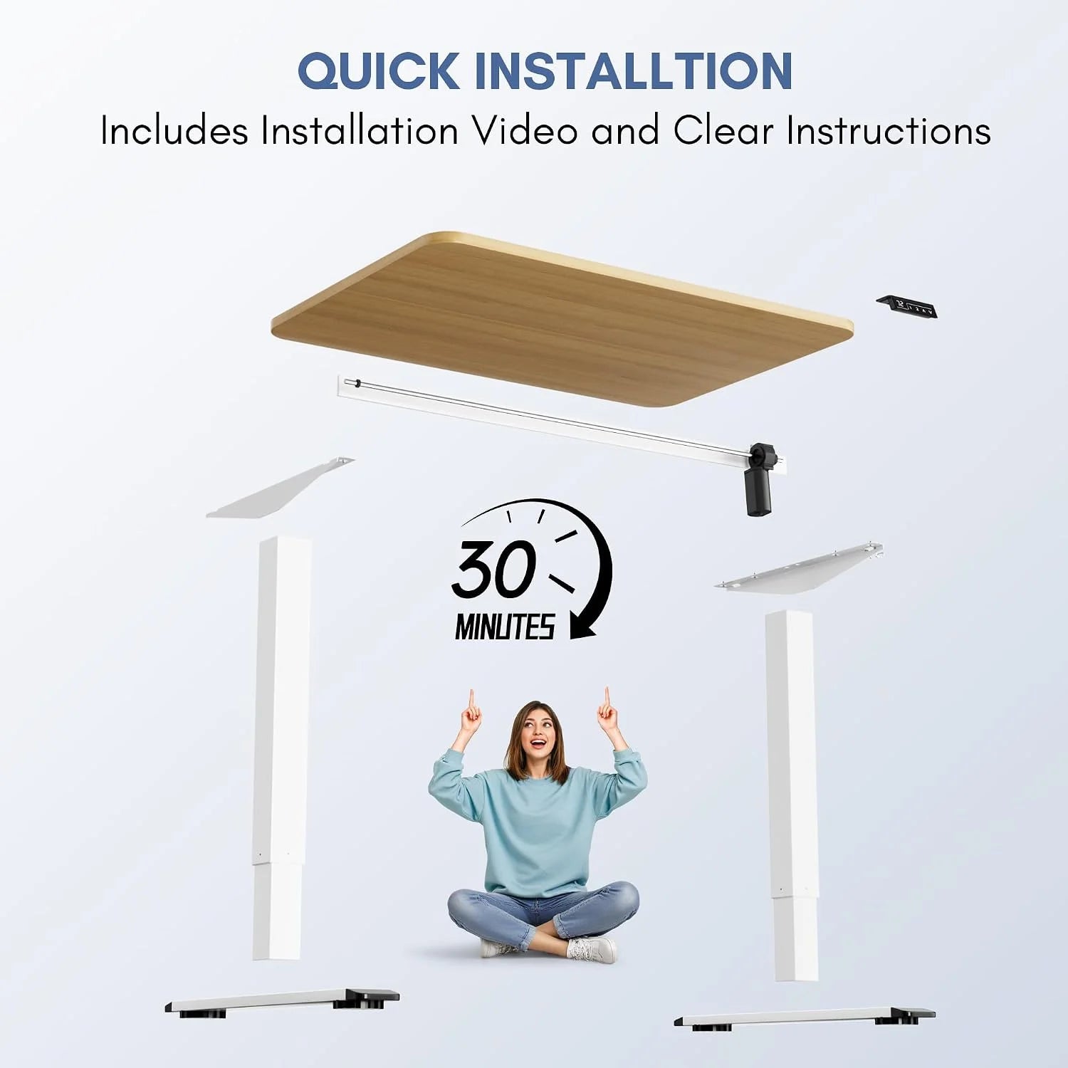 Special 55 x 24 Inches Electric Height Adjustable Standing Desk Large Sit Stand Up Desk Home Office Computer Desk Memory - Image 53