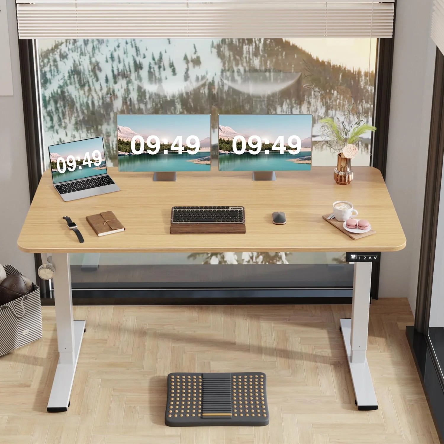 Special 55 x 24 Inches Electric Height Adjustable Standing Desk Large Sit Stand Up Desk Home Office Computer Desk Memory - Image 55
